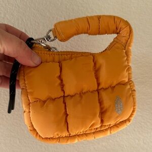 Free People- Yellow Quilted Mini Puffer Handbag